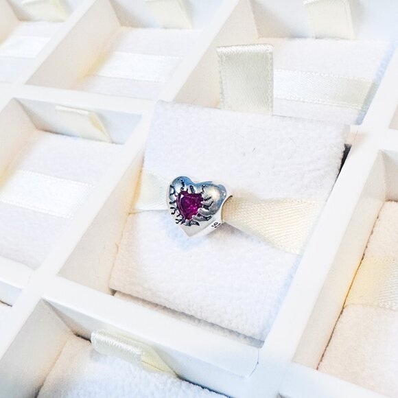 925 Sterling Silver Red Crystal Heart Charm Bead With Love Message Fits Pandora - Picture 5 of 10